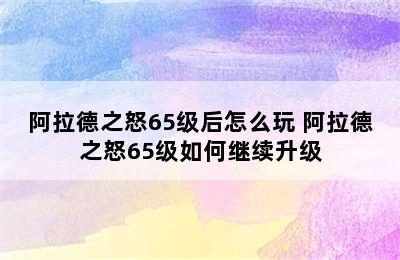 阿拉德之怒65级后怎么玩 阿拉德之怒65级如何继续升级